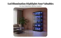 Multi-Tier Storage Showcase with Lock Built-in Ing Acrylic Collectible Cabinet Lockable Door Lighted Figure Display Case for Hobbyists, Study