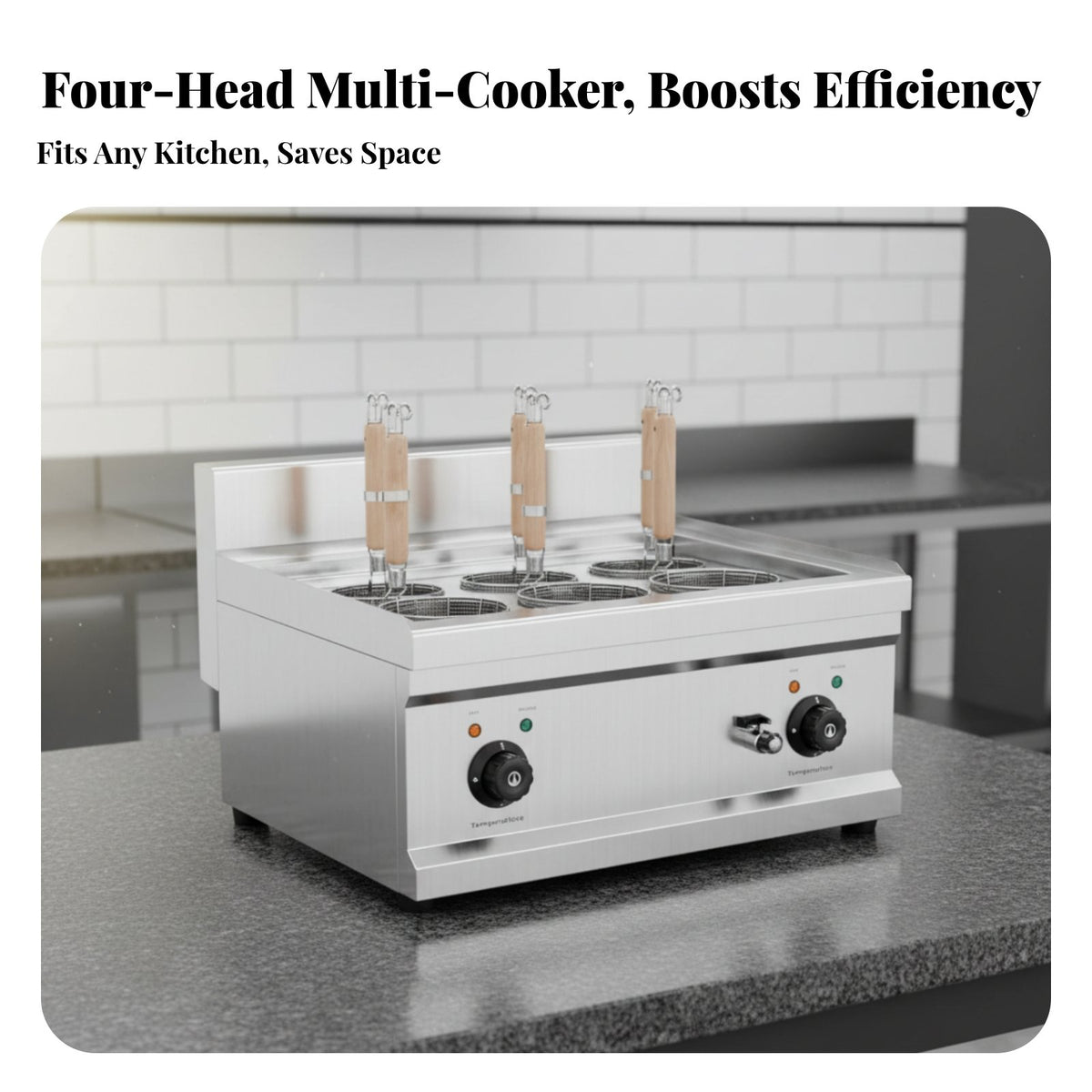 Electric Countertop Pasta Cooker Multifunctional Cooking Commercial Noodle Boiling Machine High Efficiency Multi-Basket Pasta Boiler for Chefs, Hotel