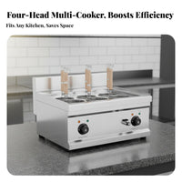 Electric Countertop Pasta Cooker Multifunctional Cooking Commercial Noodle Boiling Machine High Efficiency Multi-Basket Pasta Boiler for Chefs, Hotel