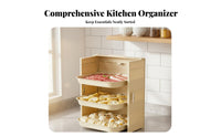 Foldable Design Wall-Mounted Food Prep Cabinet Space-Saving Kitchen Organizer Multi-Functional Ingredient Rack No Punch Installation for Home Cooks, Apartment Dwellers, RV Owners, Hot Pot Dinner, Small Areas, over Countertop
