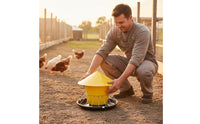 Weight-Activated Chicken Feeder Rainproof Automatic Fowl Feeding Bucket Anti-Roost Cone Round Fowl Feed Trough for HomesteadersRange, Backyard