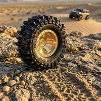 4 Pieces off-Terrain RC Crawler Wheel Set Knobby Crawler Wheels with Brass Hubs Aggressive Wheels with Tires Multi-Spoke for Hobbyists, Rock Crawling, Trail Running
