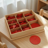 Wooden Tray with Fraction Pieces Hands-on Educational Fraction Teaching Aid Educational Learning Toy for Preschoolers, Teachers, Classroom