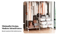 Easy Assembly Independent Standing Coat Rack Sturdy Independent Standing Closet Organizer Thickened Steel Frame Metal Clothing Rack with Shelf Strong Load Bearing for Homeowners, Boutique Owners, Bedroom, Entryway, Apartment, Laundry Room