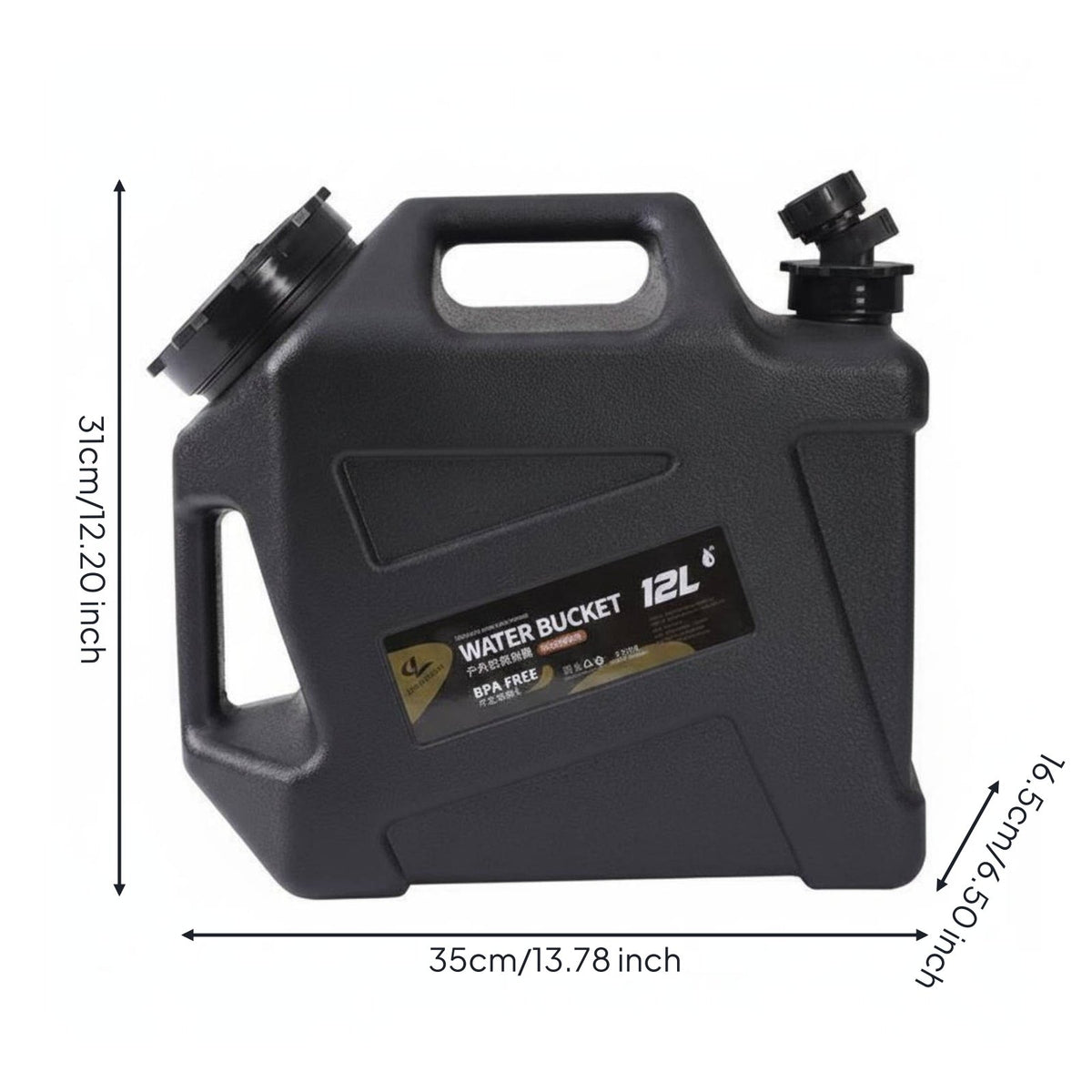 12 L Food Grade PE Square Water Container Sturdy Plastic Car Water Container Easy to Clean Outdoor Gear Wide Opening for Road Trip