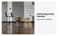 Beginner-Friendly Djembe Portable Patterned Djembe Ethnic Design Pattern Hand Drum Goatskin Drumhead for Beginners, Music Students, Musicians, Home Practice, Musical Performances, Outdoor Gathering, Festivals