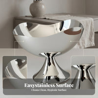Mirrored Pedestal Tray Silver Finish Flower Rim Tray Footed Display Bowl Electroplated