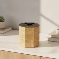 Octagonal Storage Box Decorative Wooden Box with Lid Artisanal for Living Room