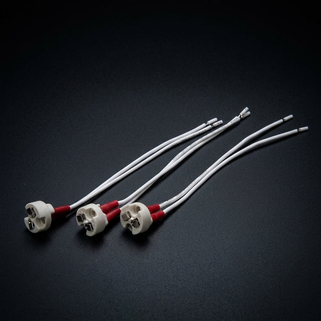 Bulb Holder with Heat Resistant Ceramic for MR16 GU5.3 LED Lamp Holder, 220V 2A with 15cm Wire, Mounting Holes and 0.75mm Gauge Cable, 10 Pack