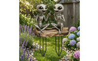 Alien Garden Stake 2D Flat Acrylic Garden Stake Alien Figure Ornament Metal Stakes for Flower Pots, Indoor Plant Displays