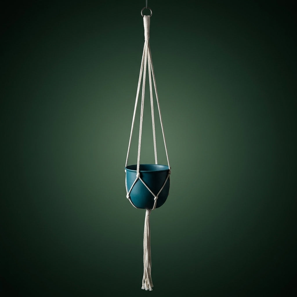 Hanging Basket for Plant Pots Indoor and Outdoor Use, Iron Hanging Plant Pot with Rope Hanger, Balcony Planters for a Small 12cm Plant Pot