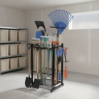 Garden Tool Rack Metal Garden Tool Organizer Mobile for Garage