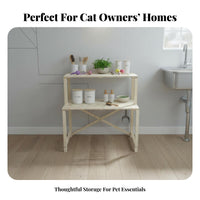 Multi-Layer Design over-the-Litter-Box Shelf Multifunctional Pet Furniture Space-Saving Storage Rack Sturdy Construction for Feline Owners, Apartment Dwellers, Homeowners, Balcony, Living Room, Bedroom, Bathroom