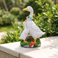 Duck Statue with Solar Light Resin Garden Statue Waterproof for Patio, Gardeners