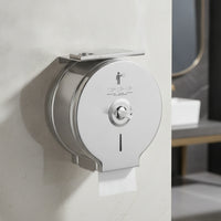 Stainless Steel Center-Pull Bath Tissue Dispenser Brushed Silver Wall-Mounted Bath Tissue Dispenser Enclosed Rust-Resistant for Washroom
