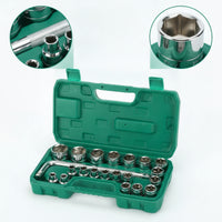 Socket Wrench Set Chrome-Finished Socket Set with Case Mirror-Polished Mechanics Tool Kit for Home Improvement Hobbyists, Homeowners, Garage