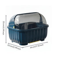 Dustproof Dish Dryer with Lid Dust-Resistant Cover Covered Dish Rack Easy to Clean Utensil and Cup Holder Drain Tray