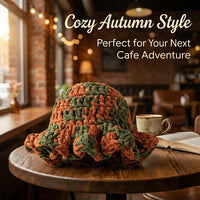 Chunky Yarn Handmade Crochet Bucket Hat for Women Winter Warm Fisherman Cap, Ladies Fashion with Wavy Ruffle Brim for Autumn