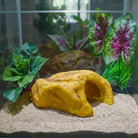 Realistic Stone Grain Reptile Hide and Turtle Basking Perch, Resin Rock Hideout for Reptiles, Stable Habitat Decor with Drainage Holes, 1pc