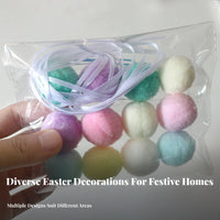 Pastel Colors Easter Pom-Pom Banner Lightweight Colorful Ball String Long-Lasting Felt Ball Banner Reusable for Children, Toddlers, Nursery, Classroom