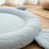 Breathable Cooling Pet Bed Padded Round Pet Bed Woven Texture Cat Cooling Mat Light Blue for Cats, Dogs, Summer