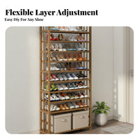 Space Saving Bamboo Shoe Rack Large Capacity Bamboo Shoe Shelf Sturdy and Long-Lasting Strong Load-Bearing for Homeowners, Apartment Dwellers, Hallway, Bedroom, Living Room, Balcony