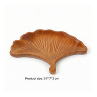 Carved Wooden Serving Tray Artisan-Made Wooden Tray with Leaf Engraving Platter Natural Wood Grain Board Smooth for Hosts