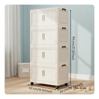 Installation-No-Assembly Foldable Storage Cabinet Space-Saving Foldable Plastic Organizer Bins Extra Large Capacity Multi-Layer Storage Rack Dustproof for Children, Closet, Bedroom, Living Room