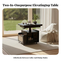 Height-Adjustable Coffee-to-Dining Table Sturdy frame transformable raiseTop Coffee Table Hidden Storage Rounded Corners