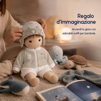 Cotton Doll Clothes Set for 40cm Plush Dolls, Sitting Pose Outfits with Pants and Hat
