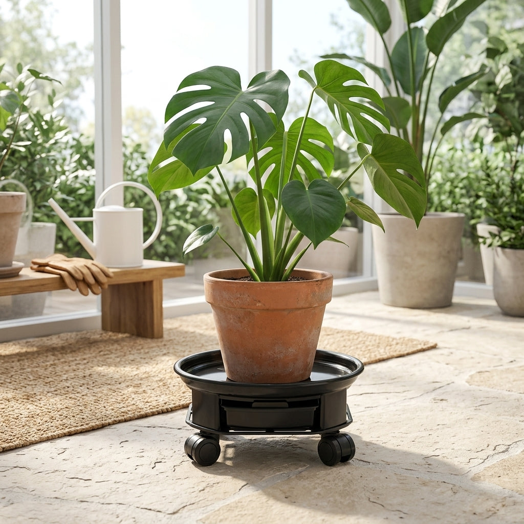 Heavy Duty Plant Mover and Rolling Plant Stand, Plant Trolley with Water Tray, Sturdy Plant Pot Saucer with Casters for Large Indoor Pots