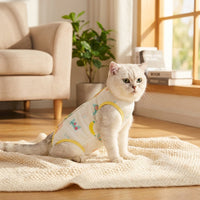 Cat Recovery Suit with Zipper, High Neck Thin Cat Bodysuit in Polyester, Four-Leg Cat Suit for Post-Surgery Clothing and Anti Licking Care