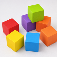 Wooden Cube Blocks Math Manipulatives for Elementary School, Geometric Model Building Blocks Educational Toy for Kids