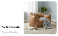 Soft Two-Seater Pouf Removable Cover Lazy Sofa Soft Texture Oversized for Adults, Players, Bedroom, Book Nook