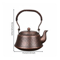 Handmade Copper Tea Kettle Traditional Craftsmanship Hammered Copper Additional Teapot Thick Houseware for Office