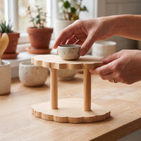 Solid Wood Display Stand for Collectibles, Figurines, and Small Plants - Tiered Desktop Organizer