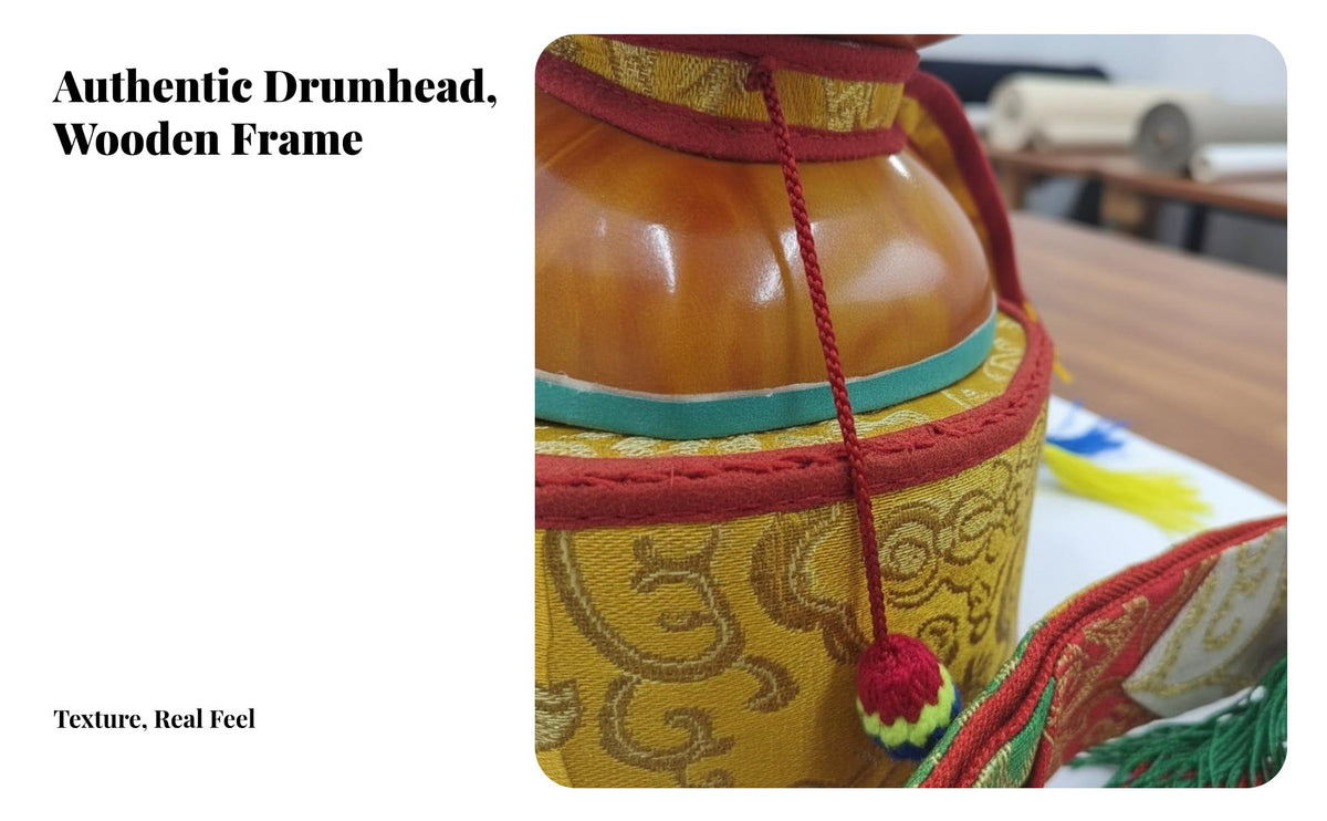 Tibetan Drum Handmade Percussion Instrument Ethnic Look for Spiritual Practitioners, Music Beginners, Meditation Gatherings, Festivals, Parties