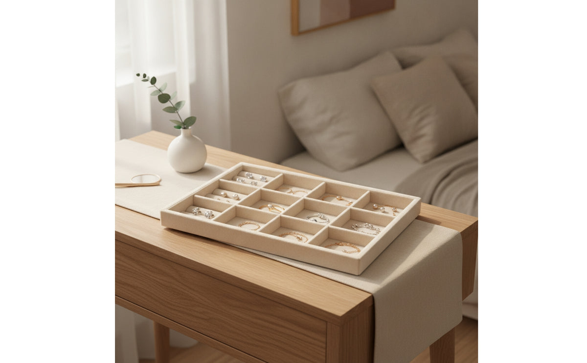 Jewelry Organizer Tray Velvet Jewelry Storage Tray Flocked for Drawer, Dresser