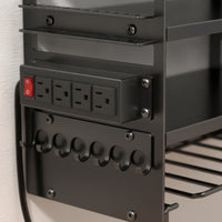 Heavy-Duty Power Tool Organizer with Power Strip Space-Saving Drill Holder with Charging Station Allall-in-One for Mechanics, Workshop