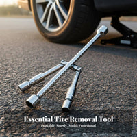Portable Folding Cross Wrench Easy Storage 4 Way Folding Lug Wrench Carbon Steel for Roadside Emergency, Travel