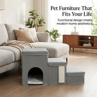 Dog Steps for Bed and Sofa with Foldable Design for Small Waterproof Pet Stairs with Storage for Bedroom and Living Room