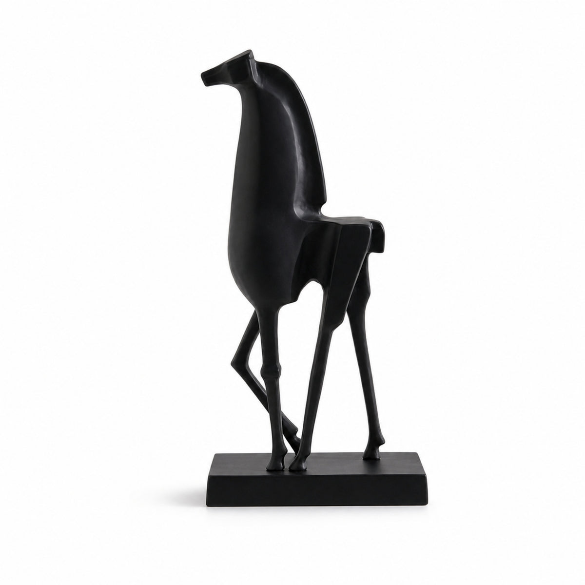 Horse Sculpture Minimalist Horse Statue Matte Black Figurine for Art Collectors, Shelf, Console Table