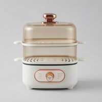 Transparent Chambers 2-Tier Food Steamer Rotary Control Knob Two-Tier Food Steamer Side Handles Steam Cooker Compact