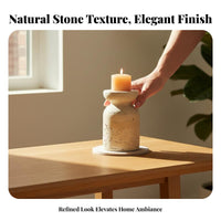 Minimalist Design Marble Candle Stand Luxury Feel Marble Candlestick Stable Heavy Base for Homeowners, Adults, Mantlepiece, Bedroom, Wedding