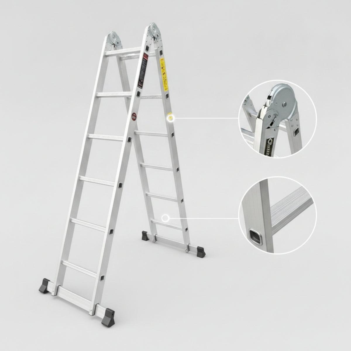 Multi-Position Ladder Foldable Portable Ladder Aluminum for Craftspeople, Homeowners, Home Maintenance, Warehouse
