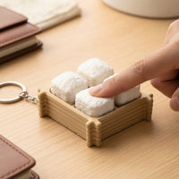 Tofu Keychain Decorative Miniature Crate Keychain Ornament Lightweight Pocket-Friendly for Fidgeters, Everyday Carry