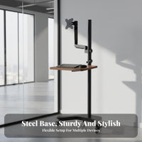 VESA Compatible Rolling Monitor Floor Stand Full Motion Mobile Computer Workstation Gas Hydraulic Arm Computer Cart on Wheels Heavy Duty for Presenters, Conference Room, Classroom