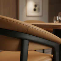 Minimalist Design Leather Backrest Chair Ergonomic Design Modern Upholstered Dining Chair Contemporary Dining Armchair for Hotel, Restaurant, Conference Room