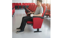 Multimedia Conference Seat Built-in Cup Holder Lecture Chair with Writing Metal Frame Folding Theater Seat with Cupholder