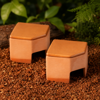 Leopard Gecko Shelter, Reptile Shelter, Hideout, Moisturizing, Terracotta, 2-Pack